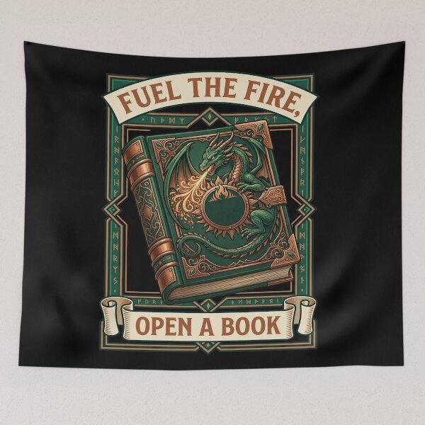 Item preview, Fuel The Fire Open A Book Fantasy Dragon Reader designed and sold by TeeARTHY.
