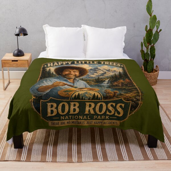 Item preview, Bob Ross National Park – Happy Little Trees Vintage Poster designed and sold by karamram.