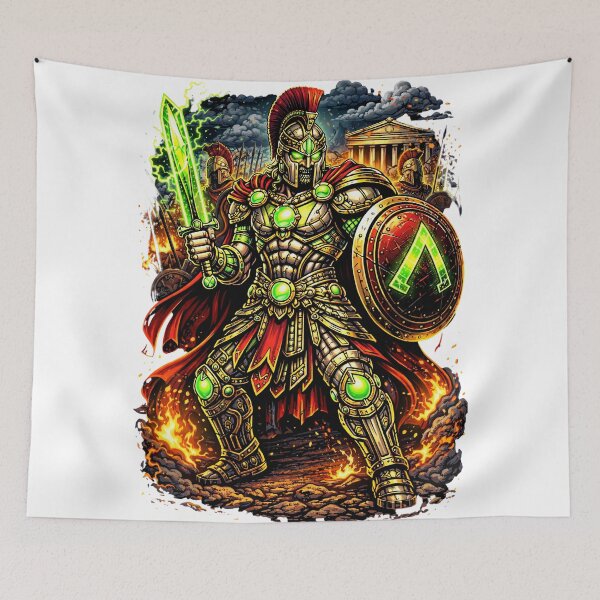 Item preview, Emerald Spartan – Cyber Warrior of the Last Stand designed and sold by onlin3boutiqu3.