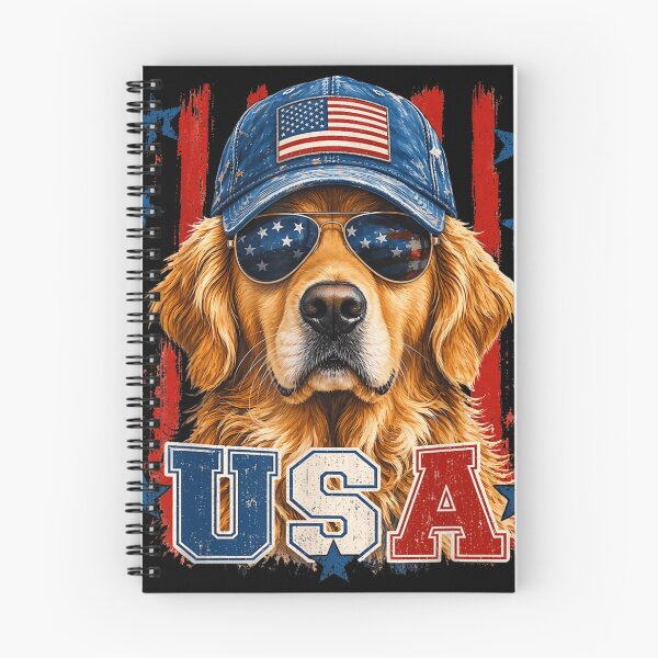 Item preview, Cute Patriotic Golden Retriever Dog Wearing American Flag Cap Sunglasses USA designed and sold by Phil Ben.