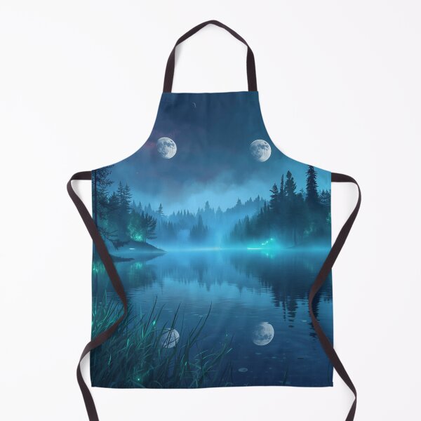 Item preview, Moonlit Bioluminescent Lake Watercolor Forest designed and sold by Luminous Wilds.
