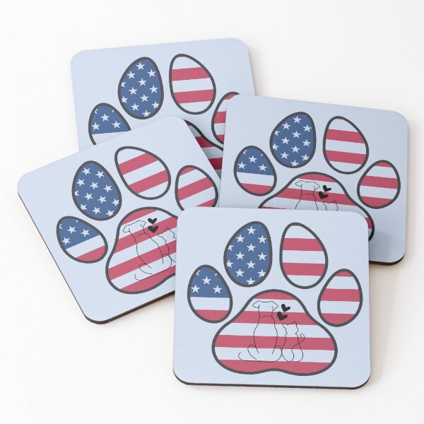 Item preview, Dog, cat & hearts inside patriotic paw print  designed and sold by Doodles Down South.