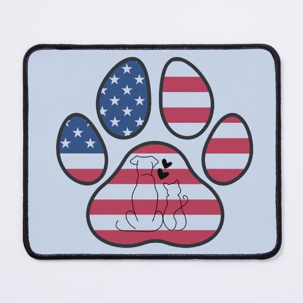 Item preview, Dog, cat & hearts inside patriotic paw print  designed and sold by Doodles Down South.