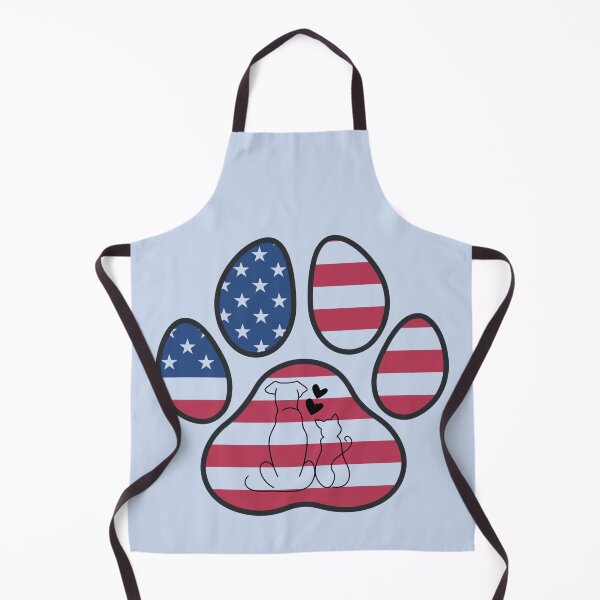 Item preview, Dog, cat & hearts inside patriotic paw print  designed and sold by Doodles Down South.