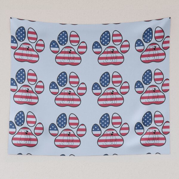 Item preview, Dog, cat & hearts inside patriotic paw print  designed and sold by Doodles Down South.
