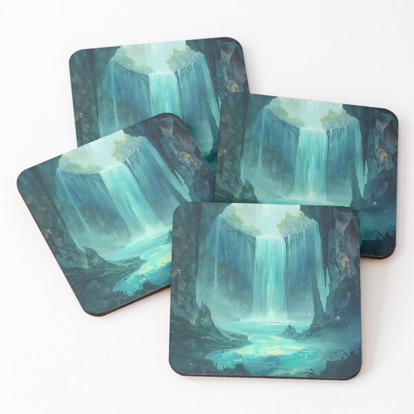 Item preview, Crystal Waterfall Watercolor Fantasy Realm Landscape designed and sold by Luminous Wilds.