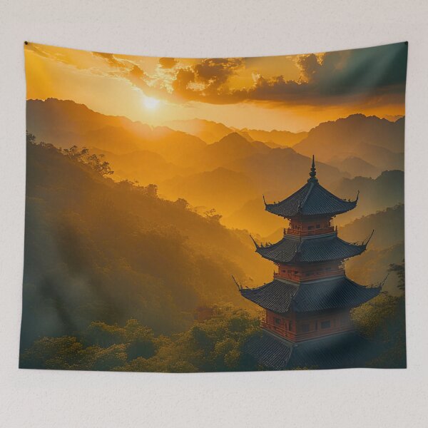 Item preview, Serene Vietnam: Sun Rays & Misty Peaks designed and sold by ZenGrooves.