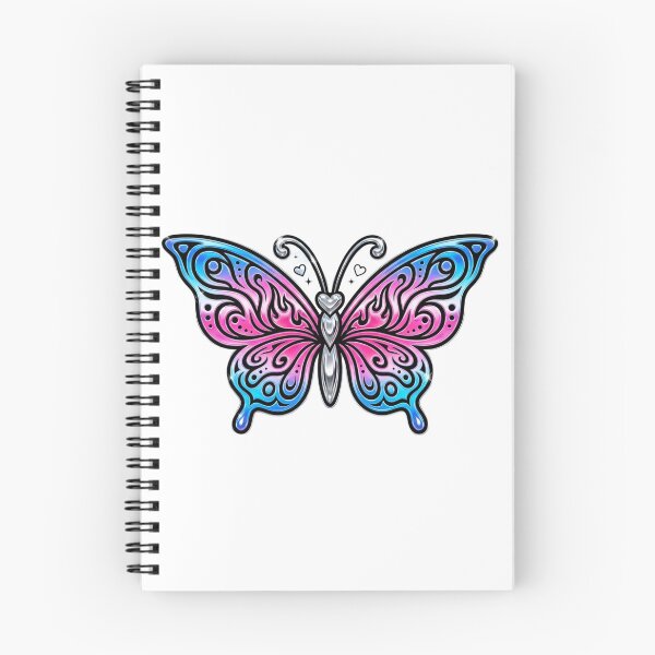 Item preview, Y2K Chrome Butterfly — Hot Pink and Blue Tribal Wings with Hearts Sparkle Art Print Sticker designed and sold by ethnicdigital.