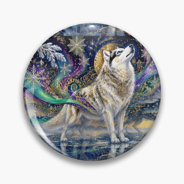 Item preview, The Spirit of the Arctic Wolf - Northern Lights and Winter Dream à la Klimt designed and sold by Natalia-Vlad.