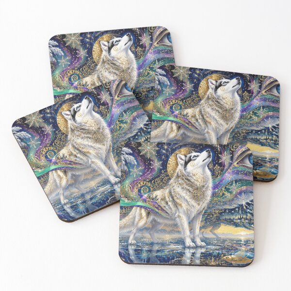 Item preview, The Spirit of the Arctic Wolf - Northern Lights and Winter Dream à la Klimt designed and sold by Natalia-Vlad.