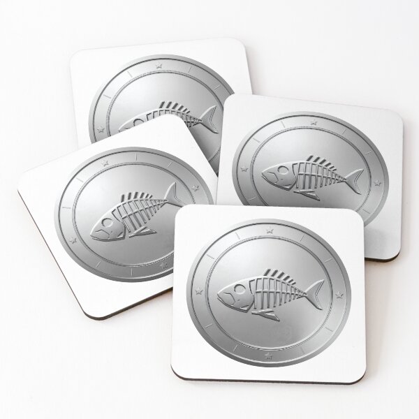 Item preview, Black and White Round Fish Fossil Design – Coastal Nature Art Print designed and sold by ShadeScapeArt.