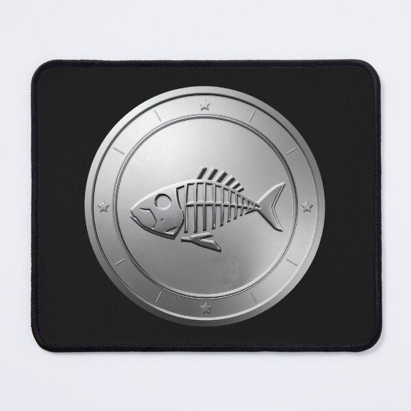 Item preview, Black and White Round Fish Fossil Design – Coastal Nature Art Print designed and sold by ShadeScapeArt.