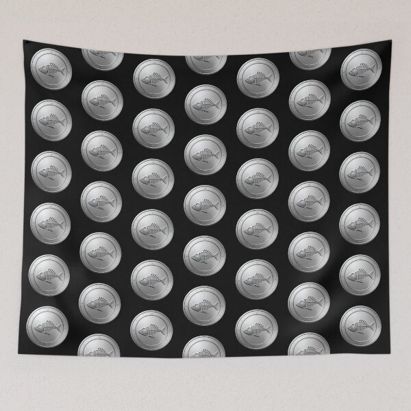Item preview, Black and White Round Fish Fossil Design – Coastal Nature Art Print designed and sold by ShadeScapeArt.