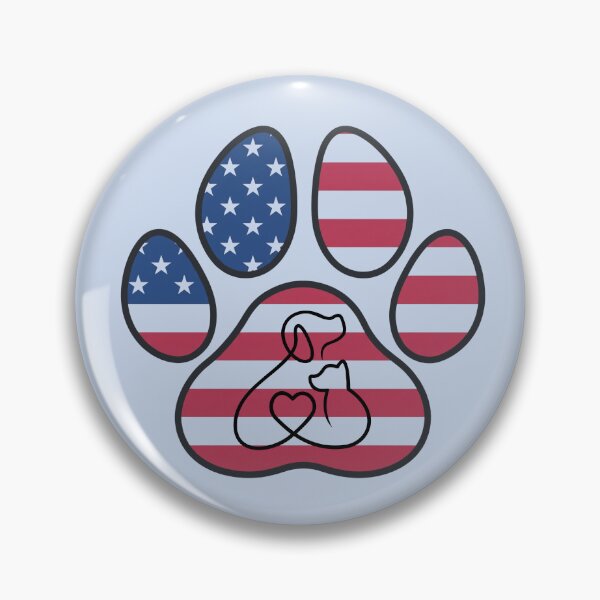 Item preview, Dog, cat and heart inside patriotic paw print  designed and sold by Doodles Down South.