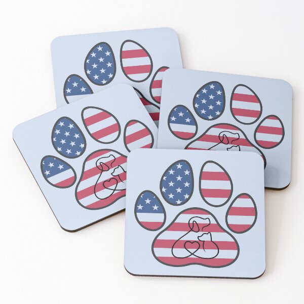 Item preview, Dog, cat and heart inside patriotic paw print  designed and sold by Doodles Down South.