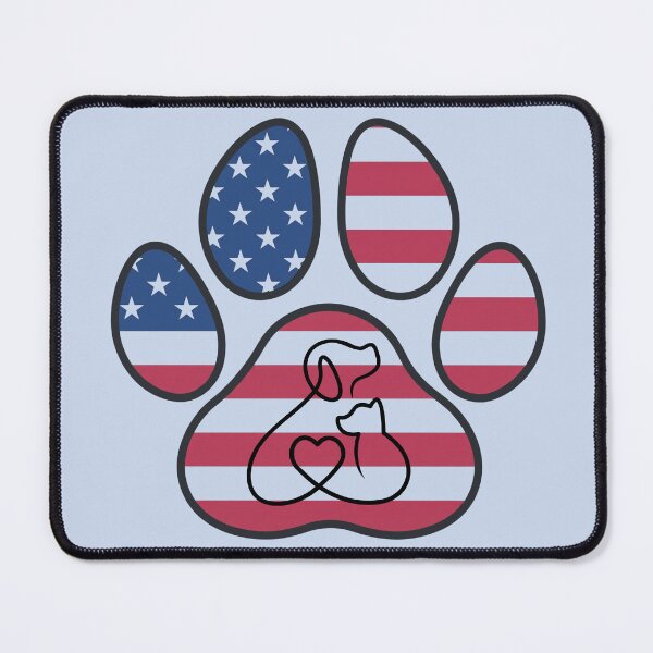 Item preview, Dog, cat and heart inside patriotic paw print  designed and sold by Doodles Down South.