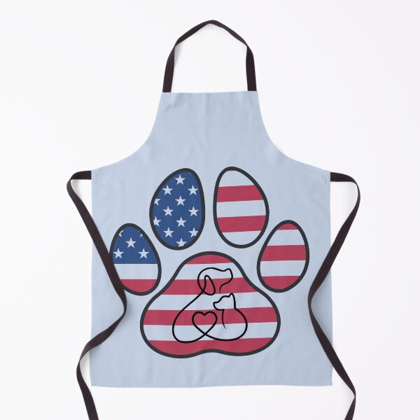 Item preview, Dog, cat and heart inside patriotic paw print  designed and sold by Doodles Down South.