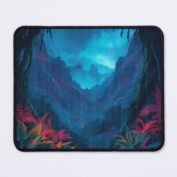 Item preview, Neon Rain Jungle Watercolor Alien Landscape designed and sold by Luminous Wilds.