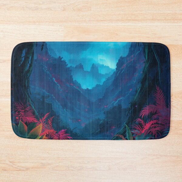 Item preview, Neon Rain Jungle Watercolor Alien Landscape designed and sold by Luminous Wilds.