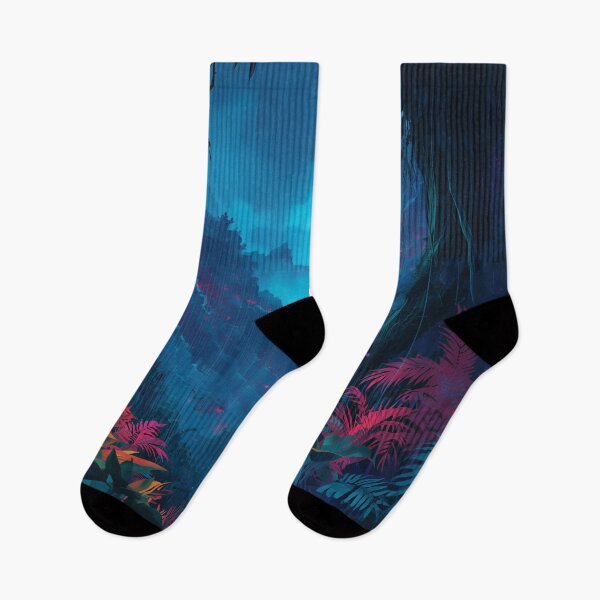 Item preview, Neon Rain Jungle Watercolor Alien Landscape designed and sold by Luminous Wilds.