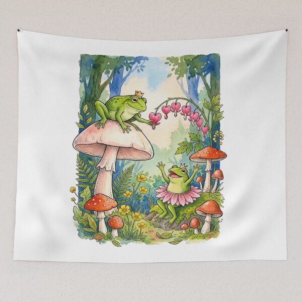 Item preview, Whimsical Frogs In Mushroom Forest Cottagecore designed and sold by TeeARTHY.