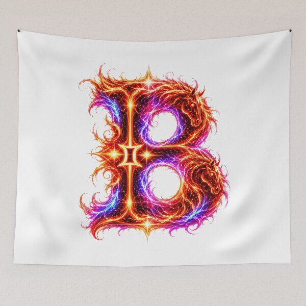 Item preview, Emberhoof Horse-Gemini Flame Letter B designed and sold by BlissBlvdShop.