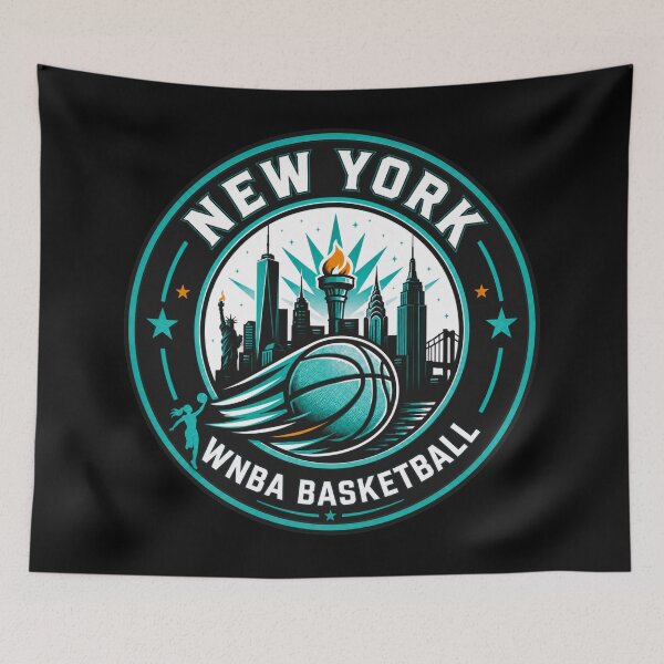Item preview, New York Women’s Basketball Skyline Torch Emblem Teal Design designed and sold by TKOprintdesigns.