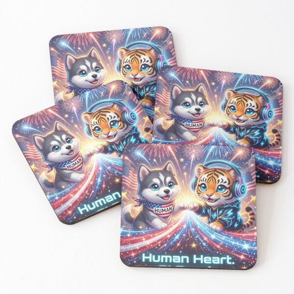 Item preview, 4th of July Tiger Wolf Fist Bump — Human AI Art — NeoTigLuna designed and sold by NeoTigLuna.