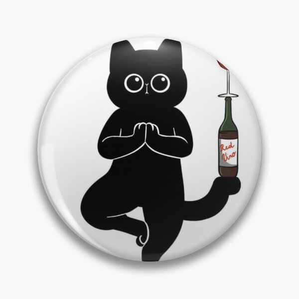 Item preview, Red Vino Yoga Black Cat Meme Art designed and sold by     Pink Chaos Club.
