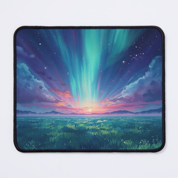 Item preview, Eternal Aurora Fields Watercolor Alien Landscape designed and sold by Luminous Wilds.