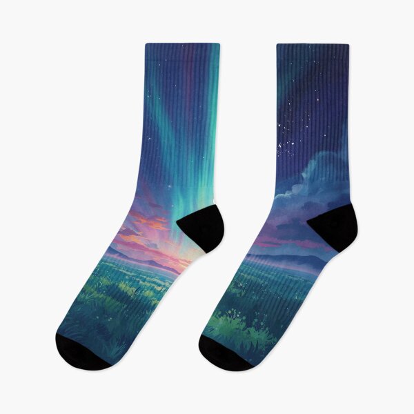 Item preview, Eternal Aurora Fields Watercolor Alien Landscape designed and sold by Luminous Wilds.