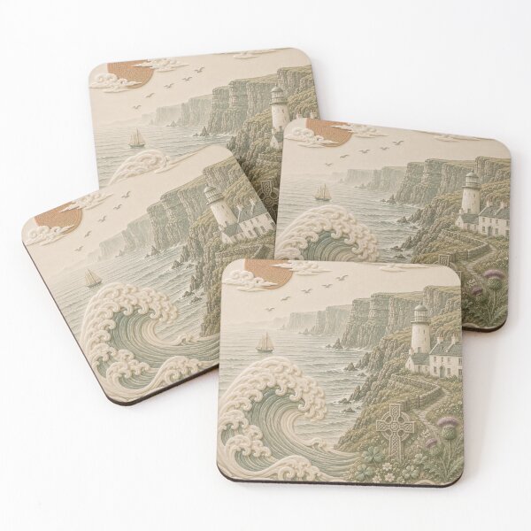 Item preview, Celtic Irish Cliffs & Lighthouse Coastal Art Print designed and sold by TheSlowShore.