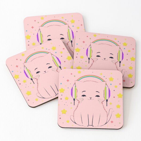 Item preview, Cute Rainbow Gamer Cat with RGB Headphones Kawaii Sticker designed and sold by Stylestickers55.