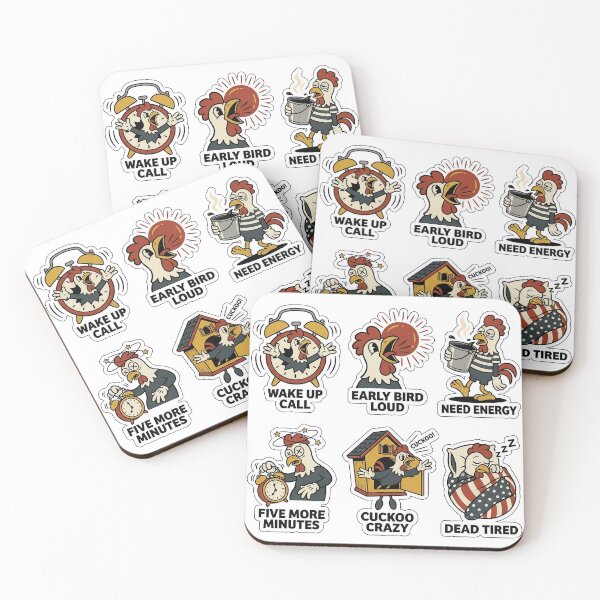 Item preview, Vintage Rooster Clock Sticker Pack - Retro Morning & Wake Up Puns designed and sold by SimpleP.