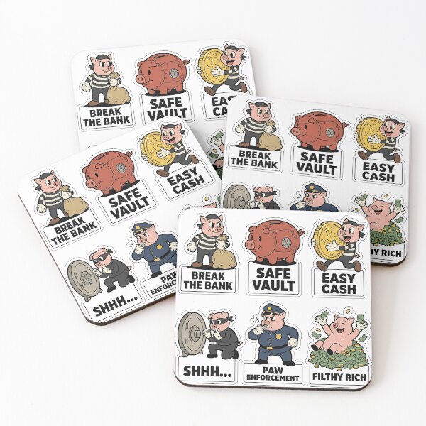 Item preview, Retro Piggy Bank Thief Sticker Pack - Vintage Money & Cash Puns designed and sold by SimpleP.