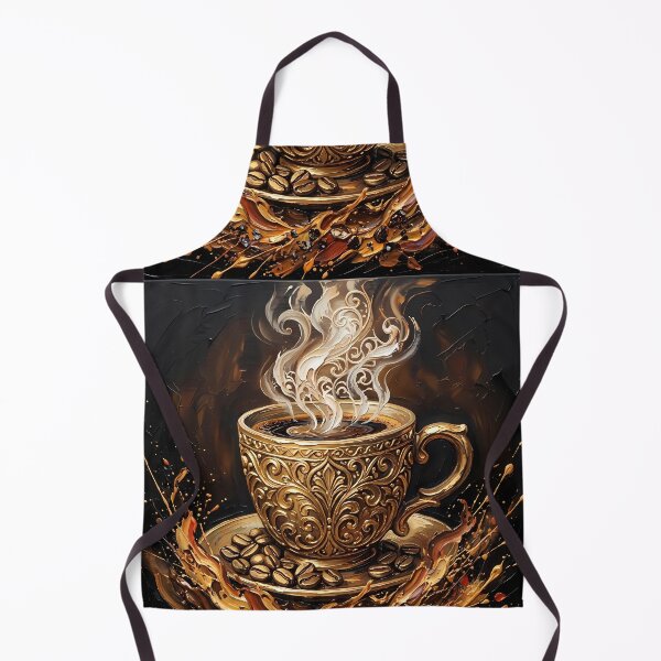 Item preview, Golden Coffee Cup Art - Luxury Impasto Oil Painting Decor designed and sold by SupernovaNote.