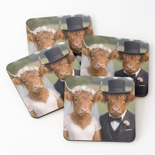 Item preview, Bride and Groom Highland Cows designed and sold by Maria Dryfhout.