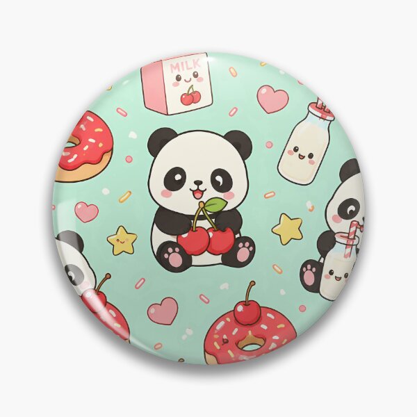 Item preview, Kawaii Panda Cherry Donut Pattern designed and sold by Soft Berry Studio.