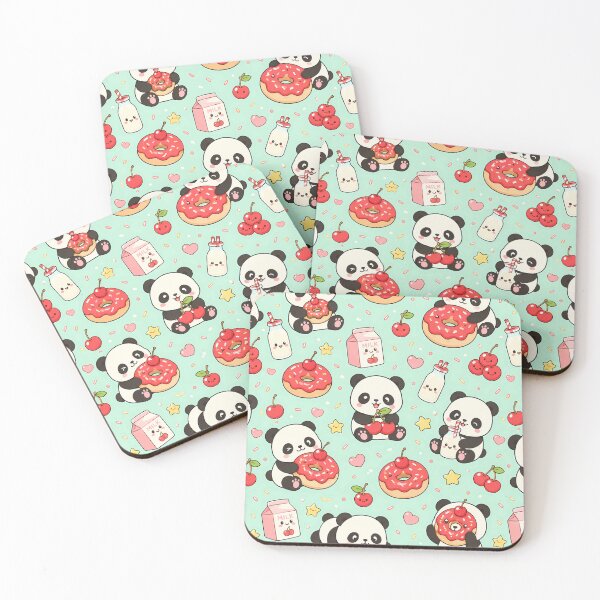 Item preview, Kawaii Panda Cherry Donut Pattern designed and sold by Soft Berry Studio.