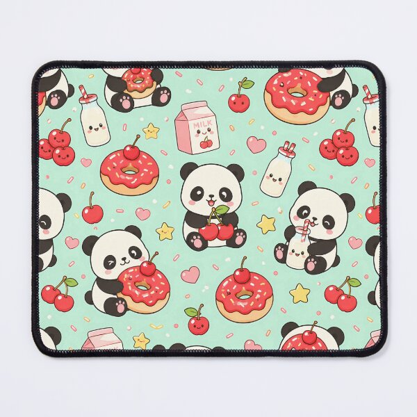Item preview, Kawaii Panda Cherry Donut Pattern designed and sold by Soft Berry Studio.