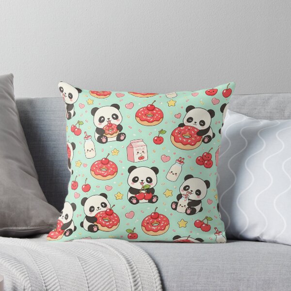 Item preview, Kawaii Panda Cherry Donut Pattern designed and sold by Soft Berry Studio.