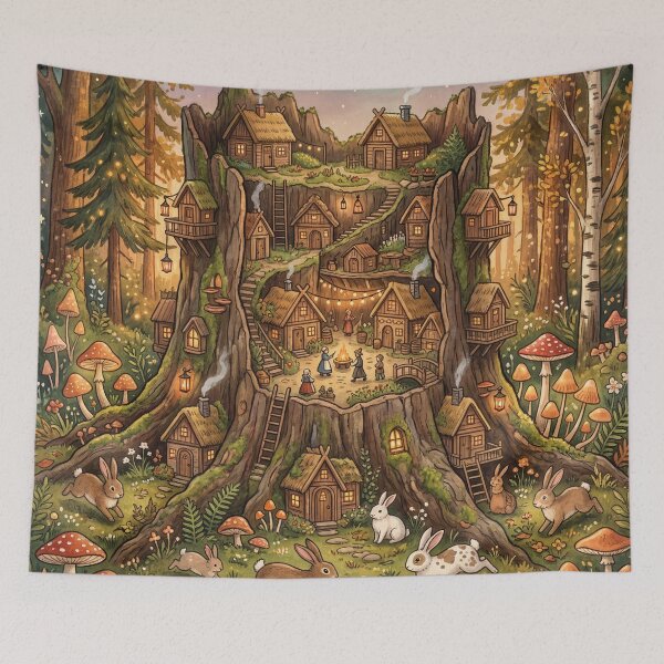 Item preview,  Tiny Village in a Tree Stump designed and sold by ASTRAL ART LAB.