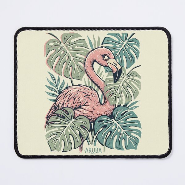 Item preview, Funny Retro Aruba Flamingo Linocut Art designed and sold by DuckOddity.