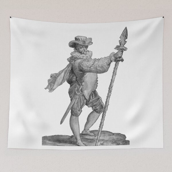 Item preview, Standing Officer Holding a Boar's Spear by Hendrick Goltzius 1586 designed and sold by Hedrin.