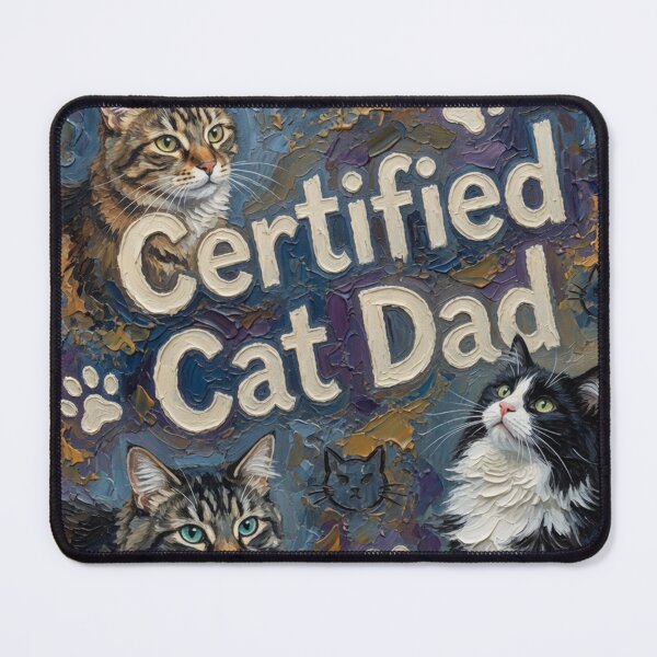 Item preview, Certified Cat Dad Cats Oil Painting Art designed and sold by Pioneer Spirit Market.