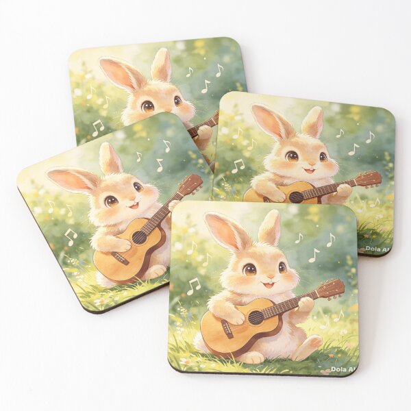 Item preview, Cute Rabbit Playing Guitar Music designed and sold by onjirastudio7.