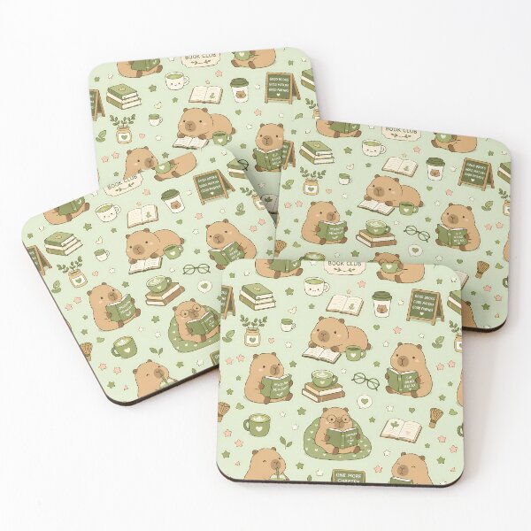 Item preview, Capybara Matcha Book Club Pattern designed and sold by Soft Berry Studio.