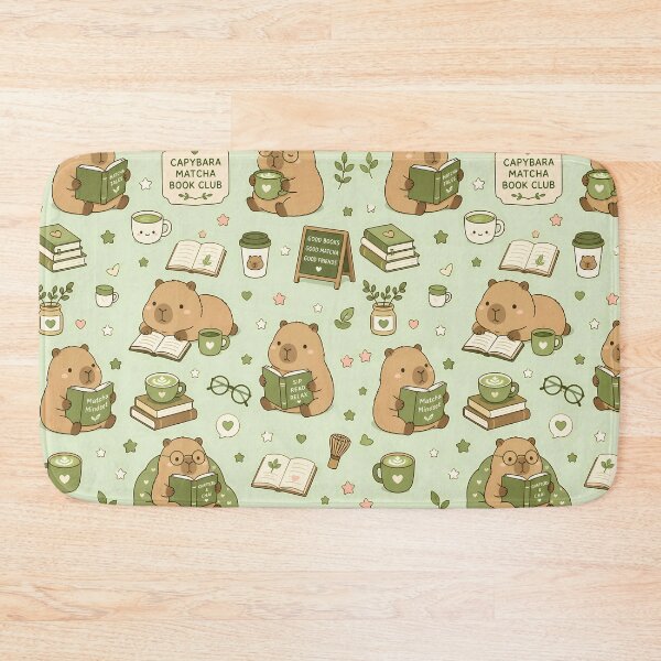 Item preview, Capybara Matcha Book Club Pattern designed and sold by Soft Berry Studio.