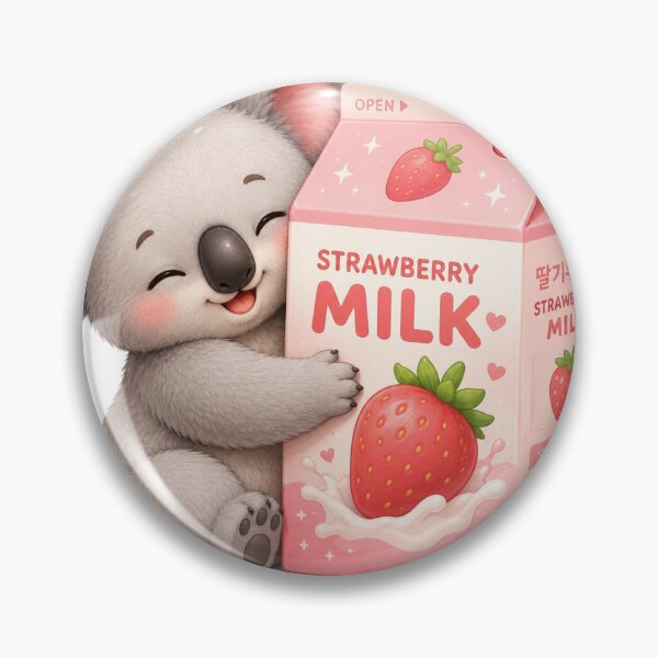 Item preview, Koala Hugging a Giant Strawberry Milk Carton  designed and sold by Happy Ghost Studio.