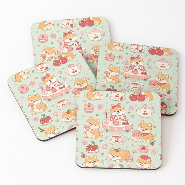 Item preview, Shiba Cherry Tea House Pattern designed and sold by Soft Berry Studio.